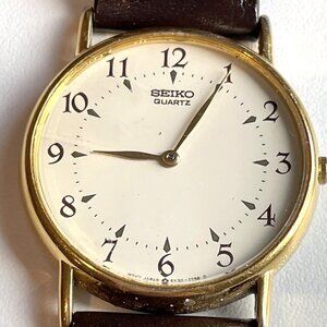 Vintage Seiko Men's Quartz Watch 30mm Gold Tone Case 5Y30-7009 Heritage